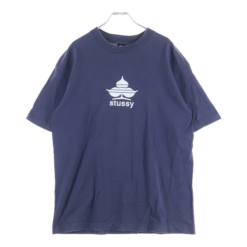 STUSSY(ステューシー) 90S OLD クローバー ロゴ プリント 半袖 Tシャツ カットソー ネイビー