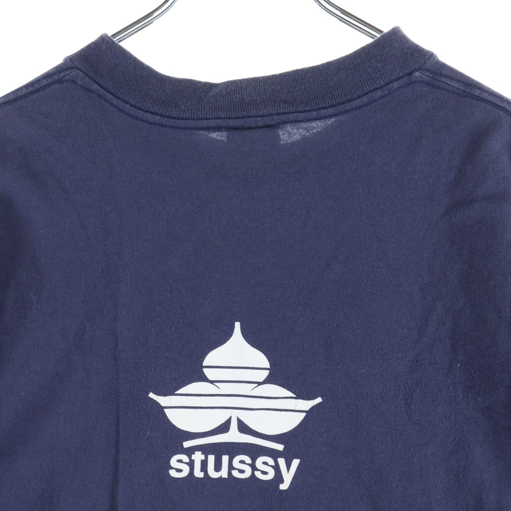 STUSSY(ステューシー) 90S OLD クローバー ロゴ プリント 半袖 Tシャツ カットソー ネイビー