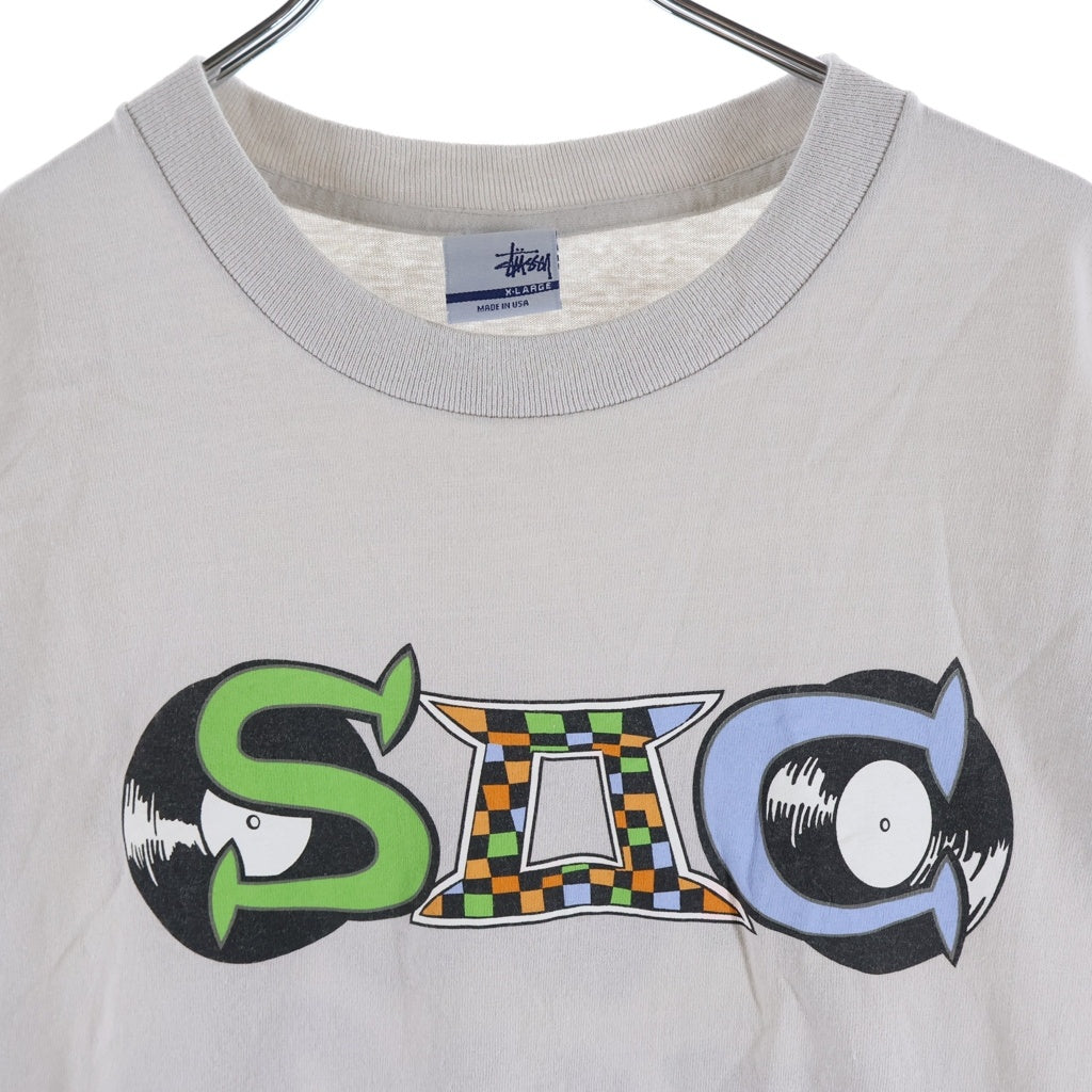 STUSSY(ステューシー) 90S～00S ×sk8thing 銀タグ USA製 ロゴ グラフィック プリント 半袖 Tシャツ カットソー グレー