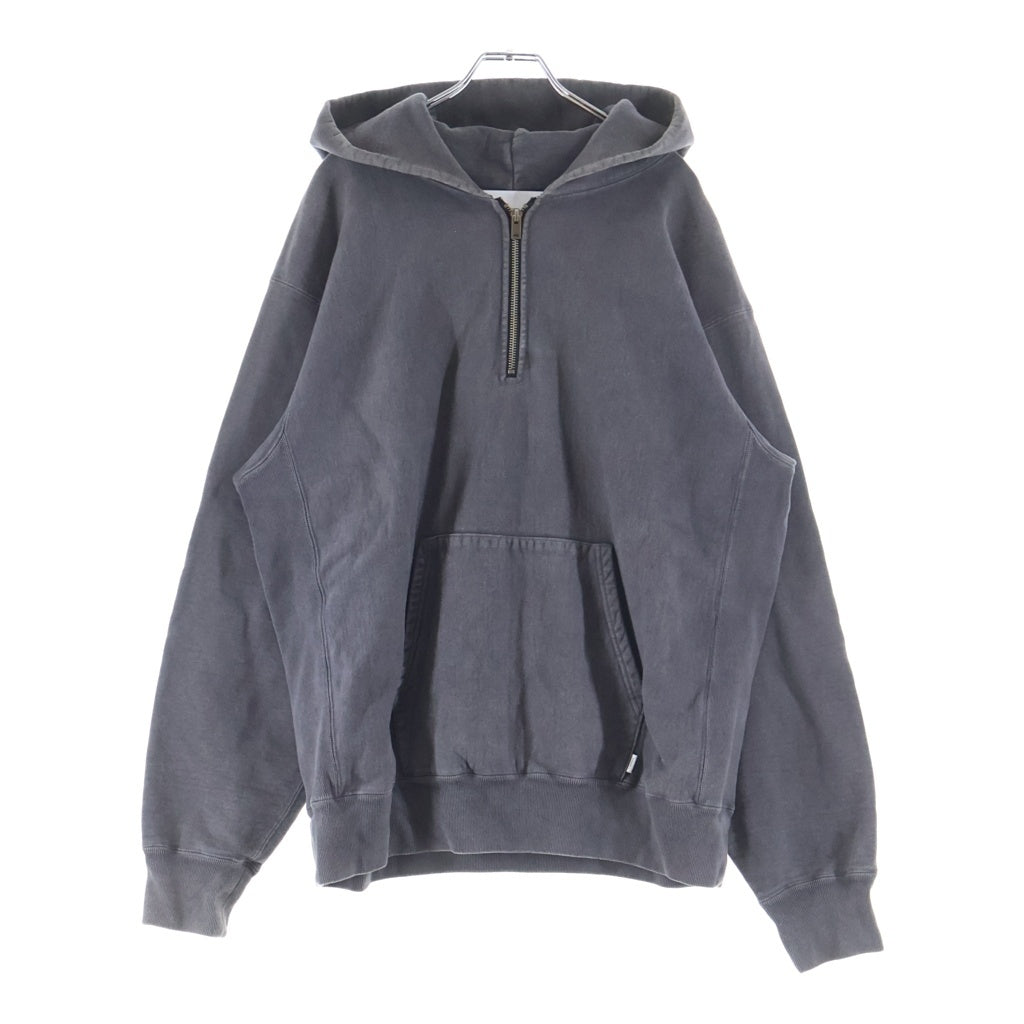 SUGARHILL(シュガーヒル) 23AW AGED HALF ZIP-UP HOODIE エイジング加工 ハーフジップ フーデット スウェットシャツ パーカー ブラック 23AWCS06