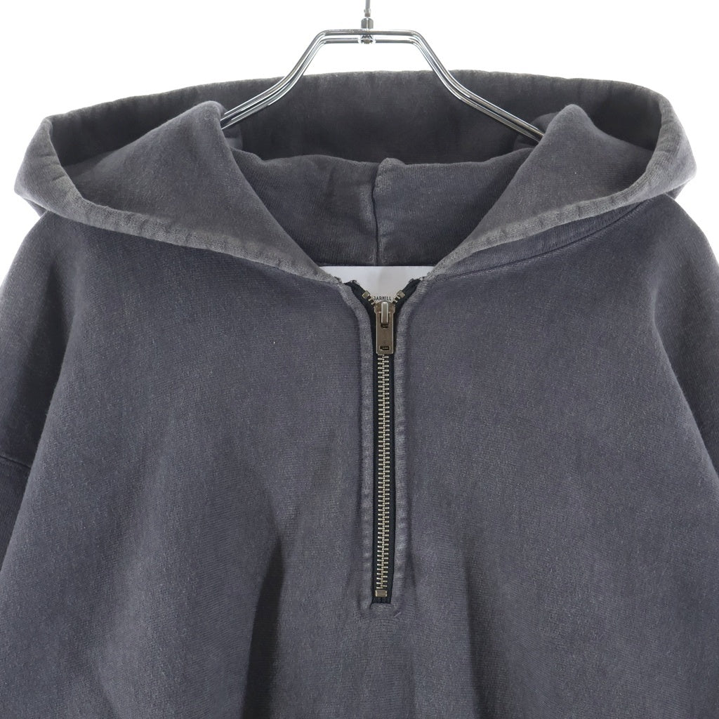 SUGARHILL(シュガーヒル) 23AW AGED HALF ZIP-UP HOODIE エイジング加工 ハーフジップ フーデット スウェットシャツ パーカー ブラック 23AWCS06