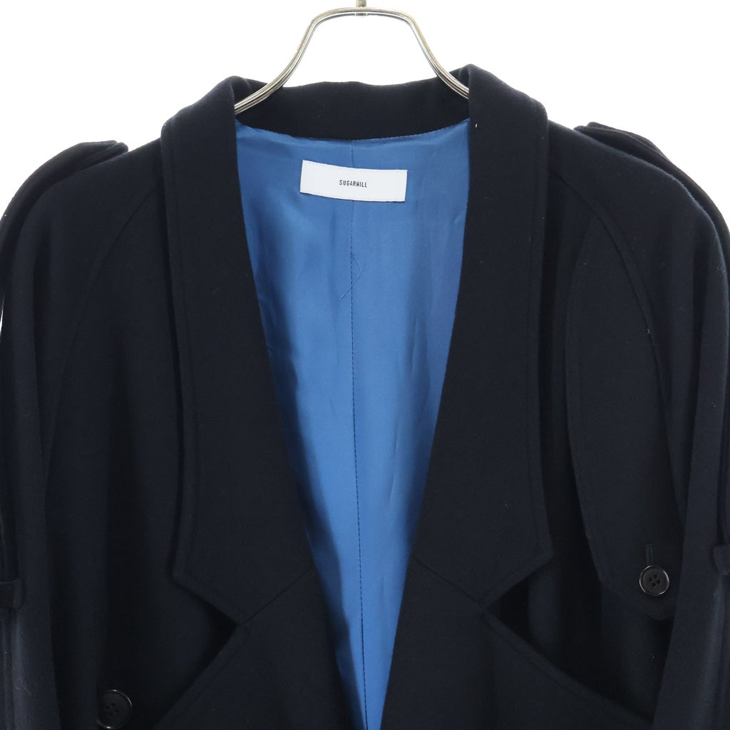 SUGARHILL(シュガーヒル) 19AW ロング ウール トレンチコート ブラック 19AWC001