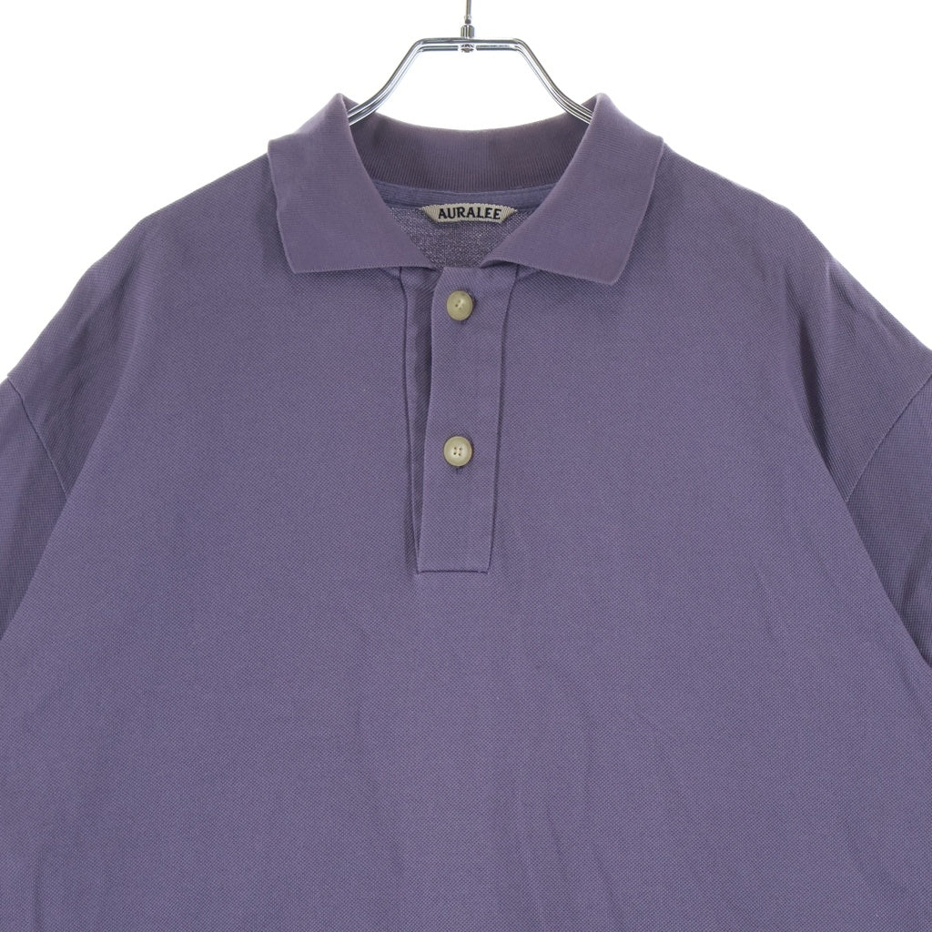 AURALEE(オーラリー) 23SS SUPER FINE COTTON SALT SHRINK PIQUE BIG POLO 半袖 ポロシャツ パープル A22SP01EK