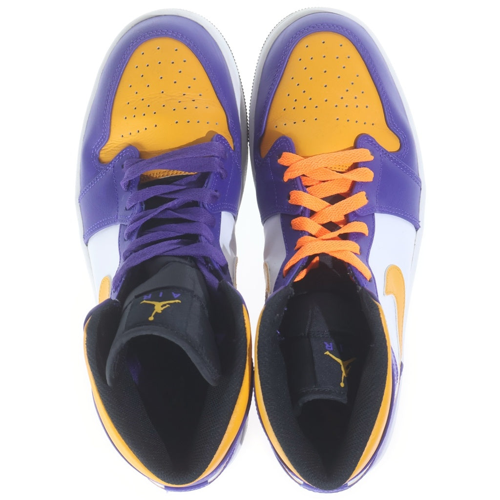 NIKE(ナイキ) AIR JORDAN 1 MID LAKERS DQ8426-517 エアジョーダン1 レイカーズ ミッドカットスニーカー パープル/イエロー US9.5/27.5cm