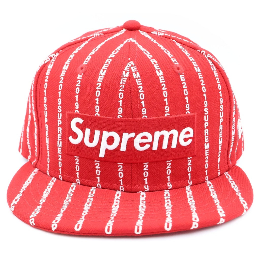 SUPREME(シュプリーム) 19SS × New Era Text Stripe Box Logo Cap ベースボール キャップ レッド