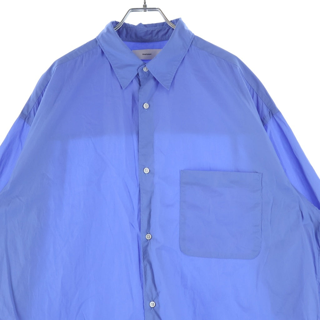 Graphpaper(グラフペーパー) Broad L/S Oversized Regular Collar Shirt ロングスリーブ 長袖 シャツ ブルー GM224-50031B
