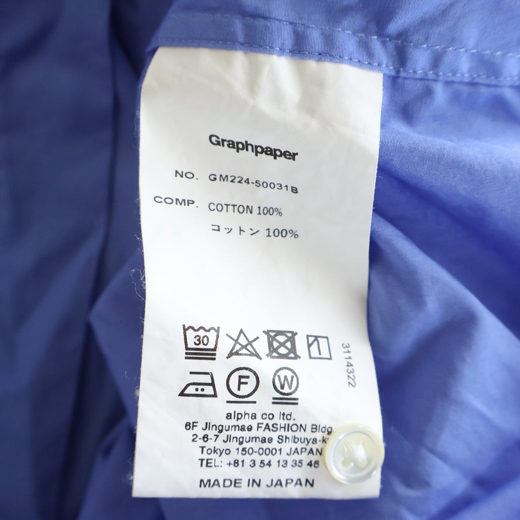 Graphpaper(グラフペーパー) Broad L/S Oversized Regular Collar Shirt ロングスリーブ 長袖 シャツ ブルー GM224-50031B