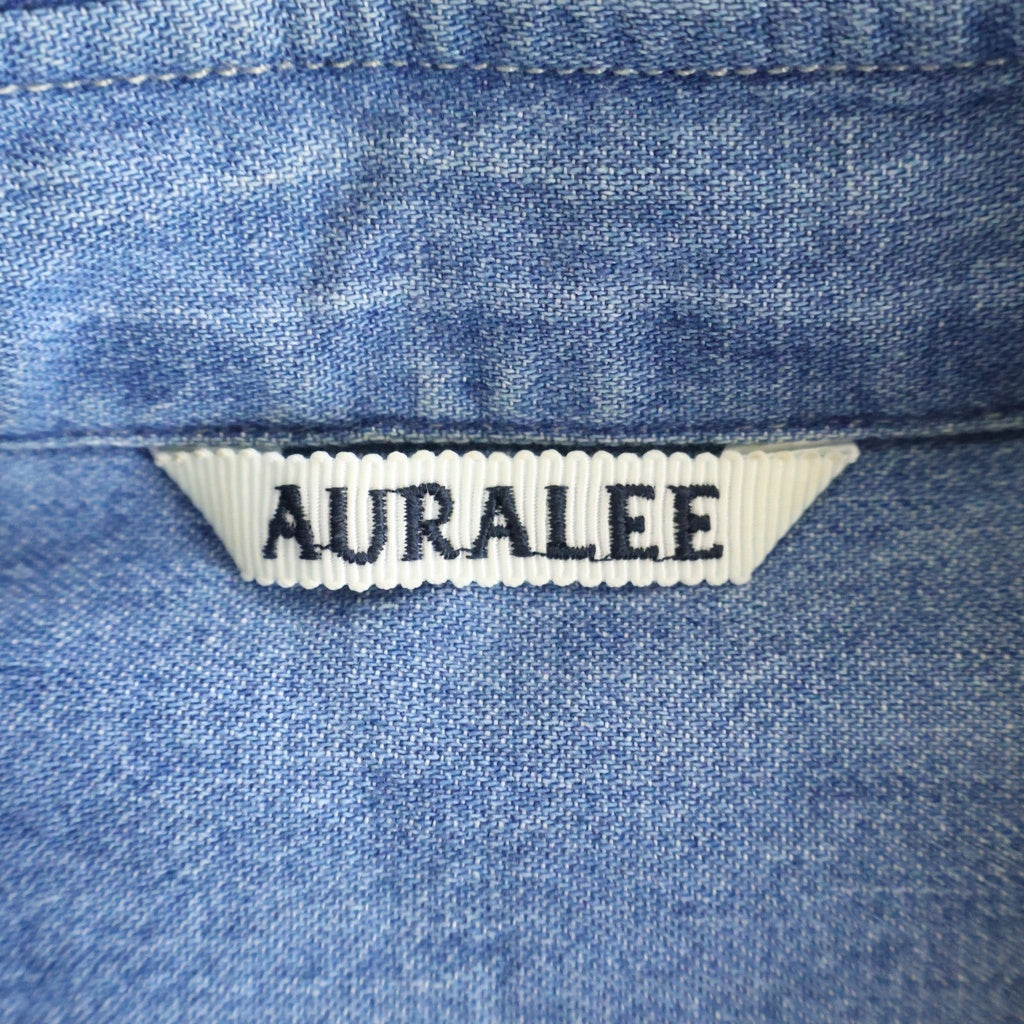AURALEE(オーラリー) 24SS EDIFICE別注 SELVEDGE LIGHT DENIM SHIRTS デニム ロングスリーブ 長袖 シャツ インディゴ A24SS03GS