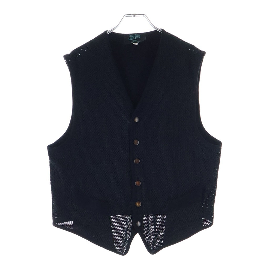 Jean Paul GAULTIER(ジャンポールゴルチエ) MAILLE Button-up knit vest マイユライン ボタンアップ ニットベスト ブラック