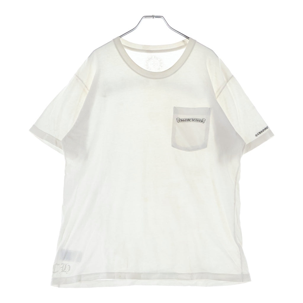 CHROME HEARTS(クロムハーツ) SCROLL LABEL T-SHIRT スクロールラベルプリント クルーネックポケット 半袖Tシャツ カットソー ホワイト