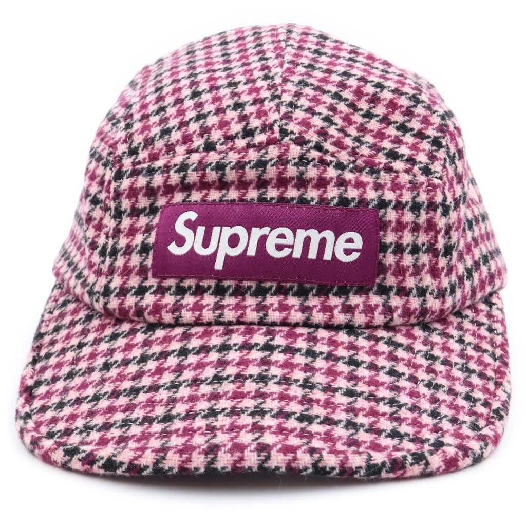 SUPREME(シュプリーム) 23AW Houndstooth Wool Camp Cap 千鳥格子 ボックスロゴ キャンプ キャップ マルチ