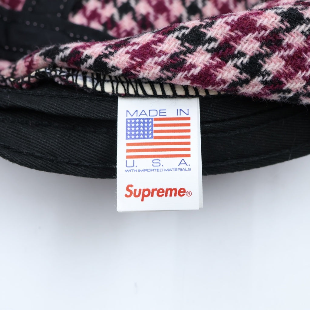 SUPREME(シュプリーム) 23AW Houndstooth Wool Camp Cap 千鳥格子 ボックスロゴ キャンプ キャップ マルチ