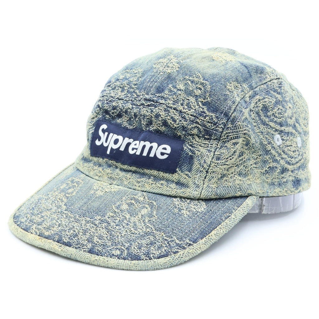 SUPREME(シュプリーム) 25SS Bandana Jacquard Denim Camp Cap バンダナ柄 ジャガードロゴ デニムキャンプキャップ 帽子 インディゴ レディース