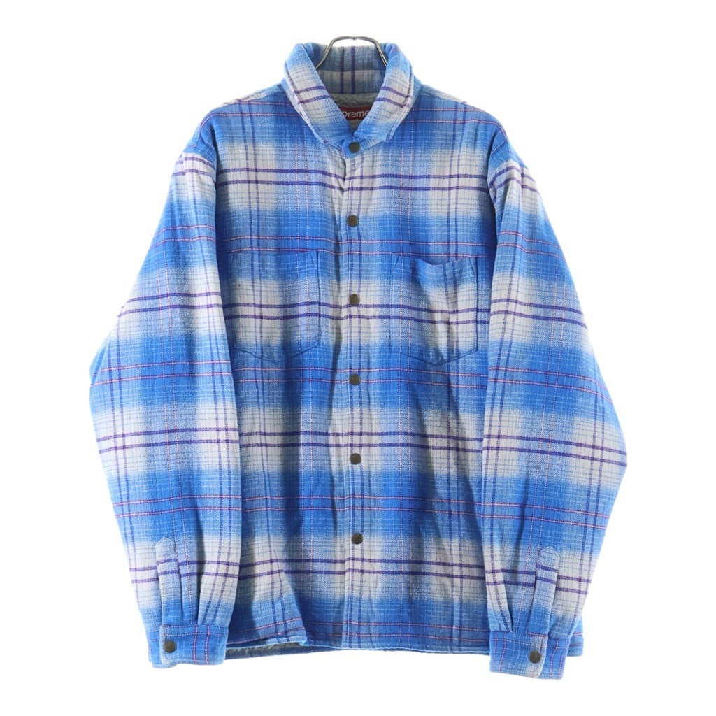 SUPREME(シュプリーム) 23AW Lined Flannel Snap Shirt 裏地 ボア フランネル シャツ ブルー -