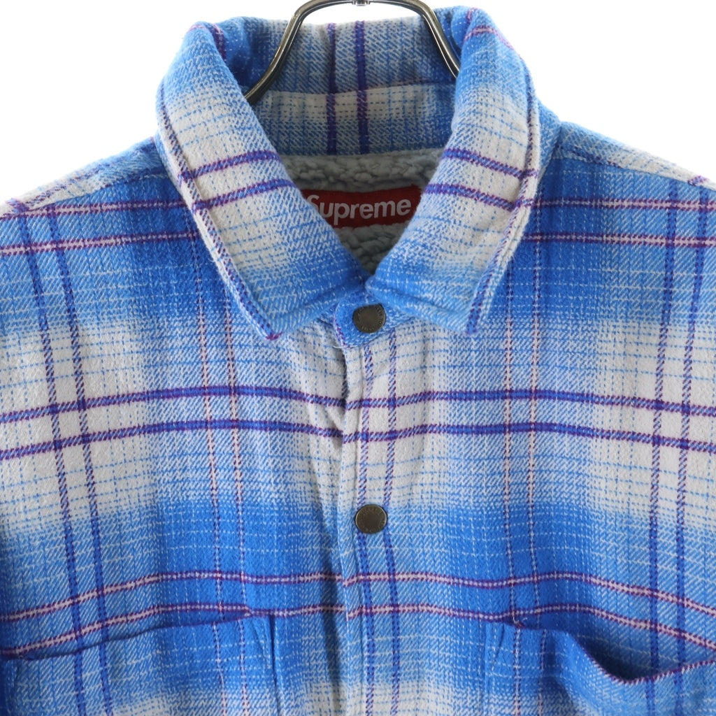 SUPREME(シュプリーム) 23AW Lined Flannel Snap Shirt 裏地 ボア フランネル シャツ ブルー -