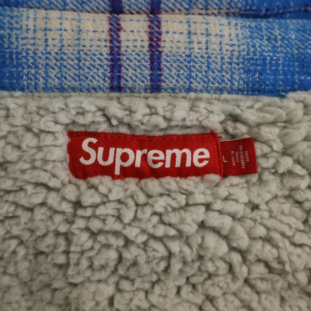 SUPREME(シュプリーム) 23AW Lined Flannel Snap Shirt 裏地 ボア フランネル シャツ ブルー -