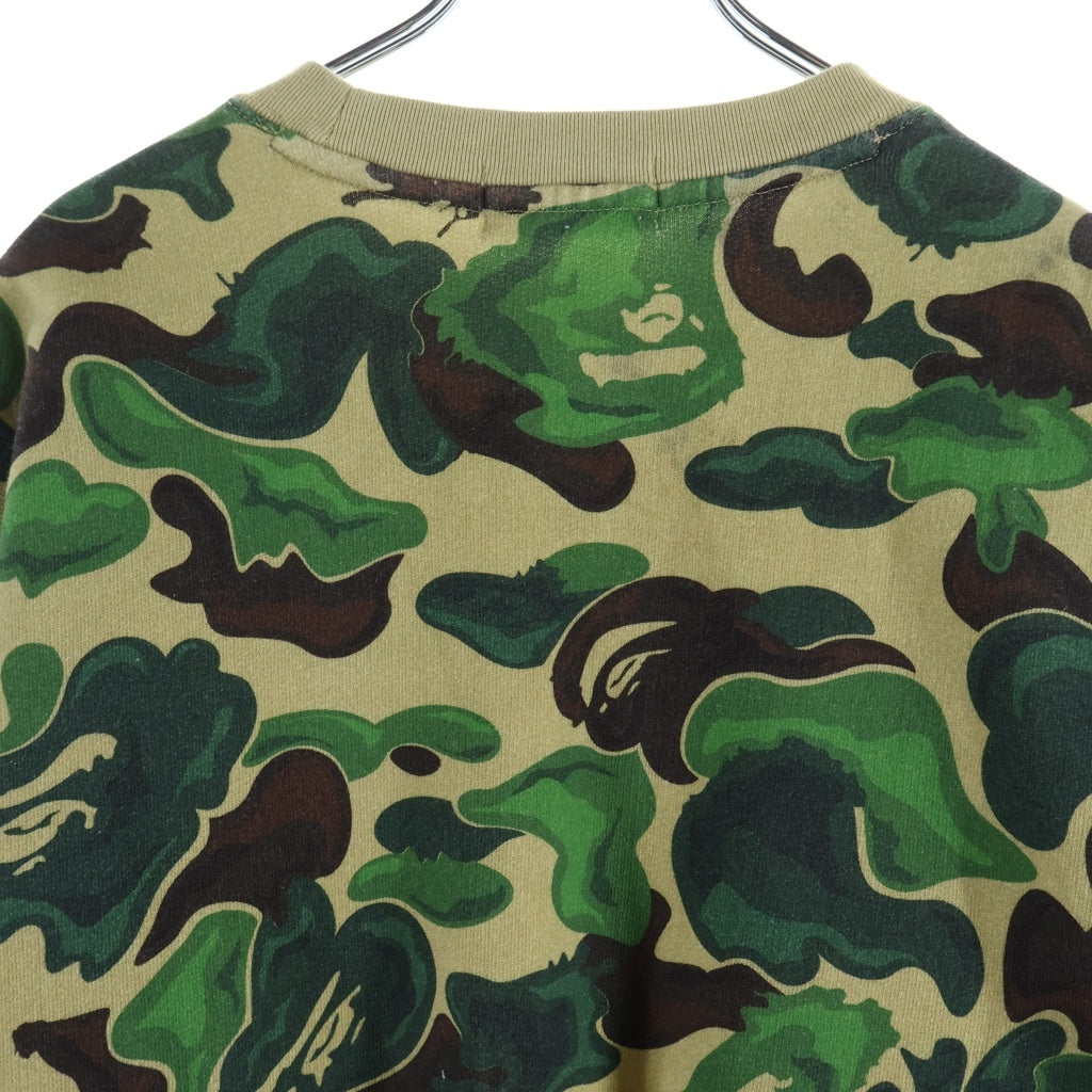 A BATHING APE(アベイシングエイプ) Art Camo Metal One Point Crewneck アートカモ柄 メタルワンポイント クルーネックスウェットシャツ トレーナー カーキ レディース 001SWJ8010541