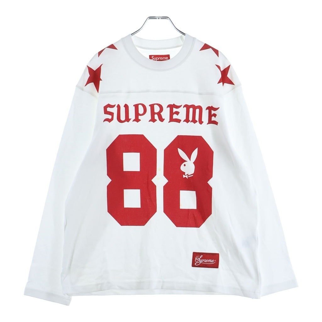 SUPREME(シュプリーム) 26SS ×Playboy L/S football Top ×プレイボーイ フットボール 長袖Tシャツ カットソー ホワイト/レッド