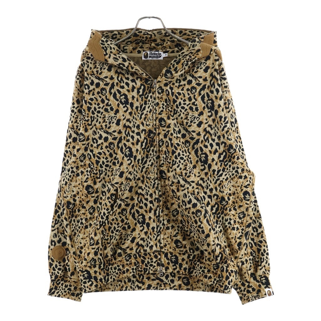 A BATHING APE(アベイシングエイプ) WILD LEOPARD PATTERN SHARK RELAXED FIT FULL ZIP HOODIE フーデット フルジップアップパーカー ベージュ 001ZPL801309M
