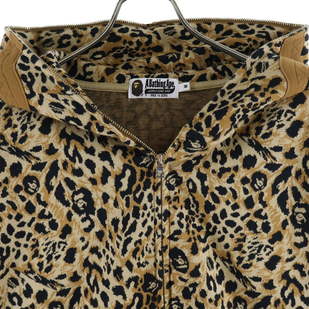 A BATHING APE(アベイシングエイプ) WILD LEOPARD PATTERN SHARK RELAXED FIT FULL ZIP HOODIE フーデット フルジップアップパーカー ベージュ 001ZPL801309M
