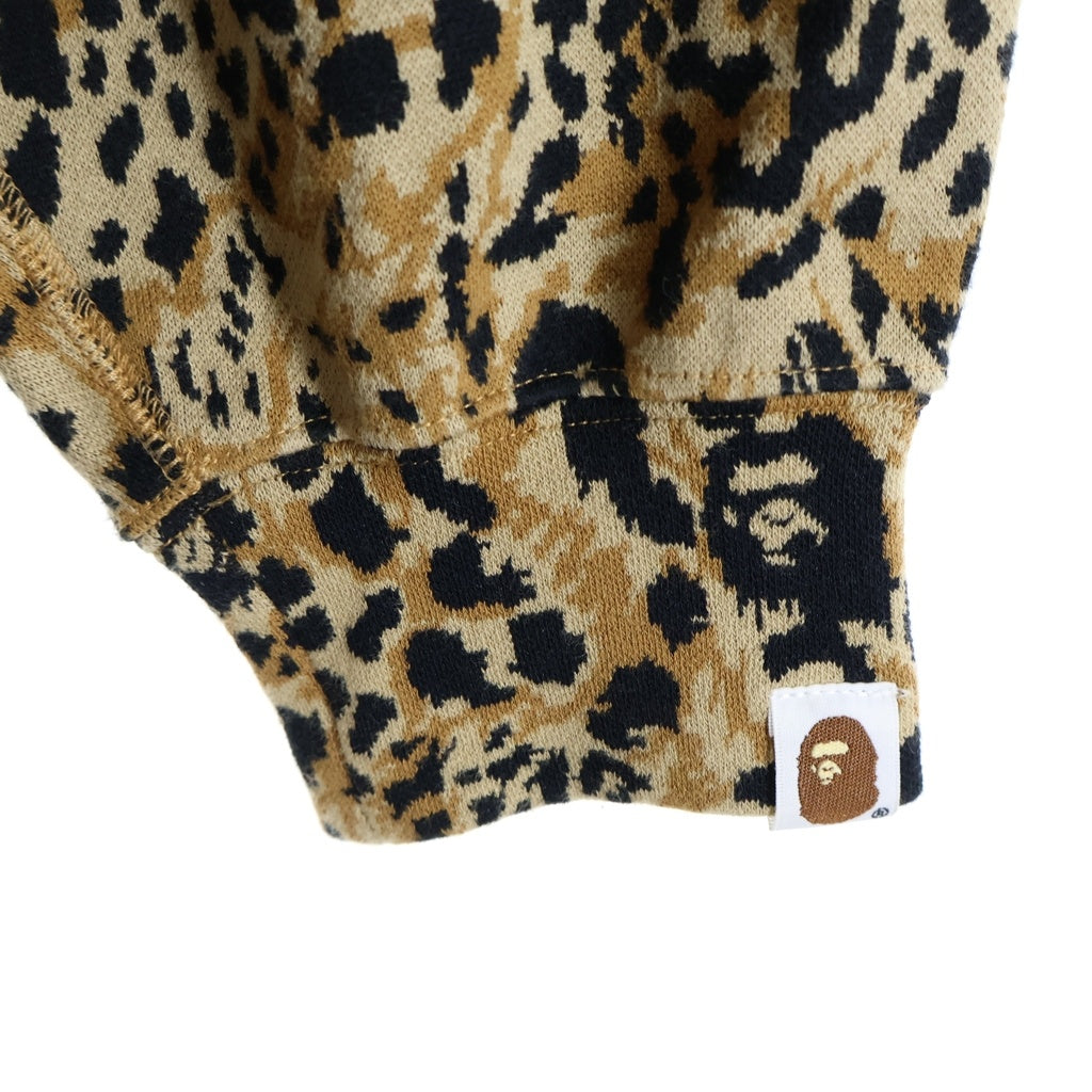 A BATHING APE(アベイシングエイプ) WILD LEOPARD PATTERN SHARK RELAXED FIT FULL ZIP HOODIE フーデット フルジップアップパーカー ベージュ 001ZPL801309M