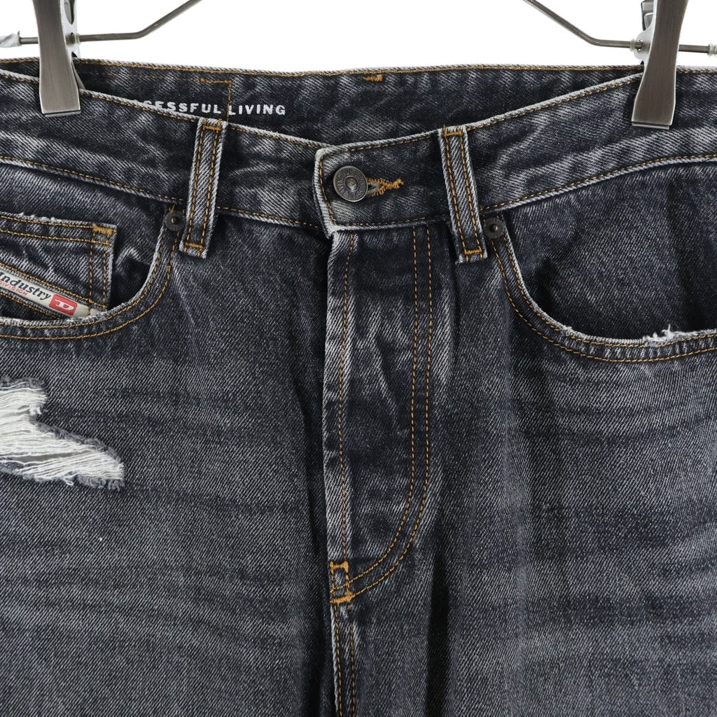 DIESEL(ディーゼル) relaxed jeans d-rise クラッシュデニム パンツ ブラック A06371
