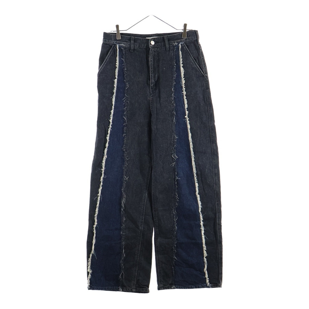 Jieda(ジエダ) 23SS SWITCHING OVER DENIM PANTS 切り替え ワイド デニム パンツ ブラック Jie-22W-PT01