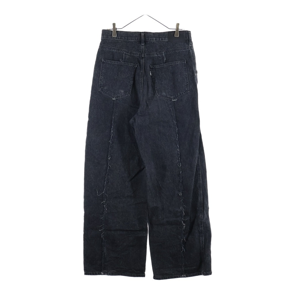 Jieda(ジエダ) 23SS SWITCHING OVER DENIM PANTS 切り替え ワイド デニム パンツ ブラック Jie-22W-PT01