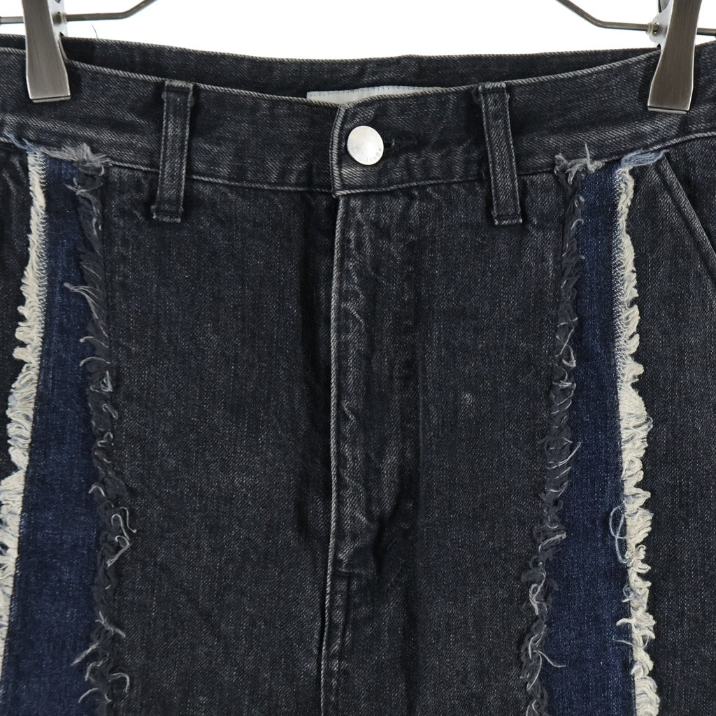 Jieda(ジエダ) 23SS SWITCHING OVER DENIM PANTS 切り替え ワイド デニム パンツ ブラック Jie-22W-PT01