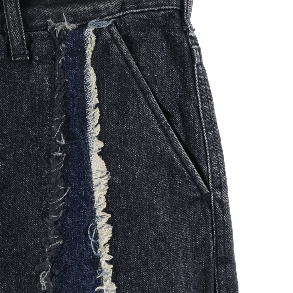 Jieda(ジエダ) 23SS SWITCHING OVER DENIM PANTS 切り替え ワイド デニム パンツ ブラック Jie-22W-PT01