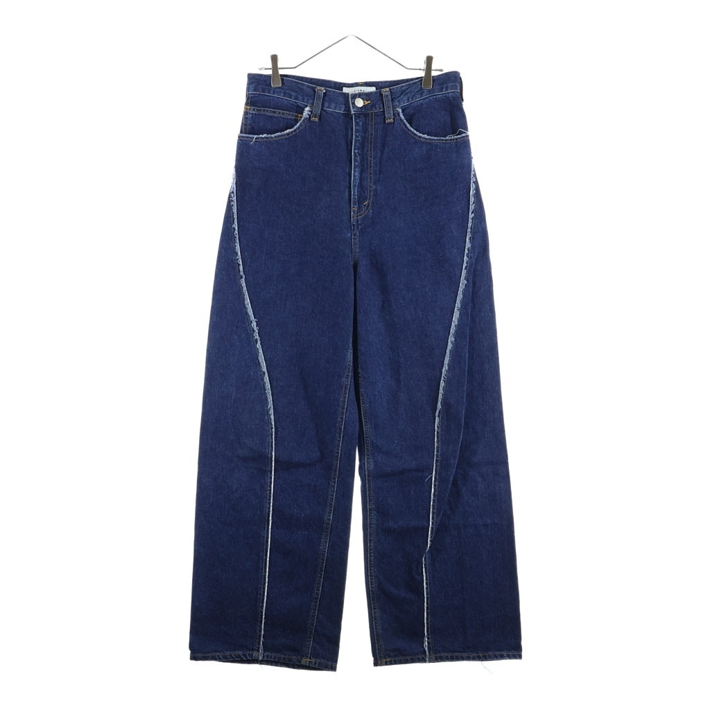 Jieda(ジエダ) EX.LOOSE FIT JEANS ステッチ デザイン ワイド デニムパンツ インディゴ