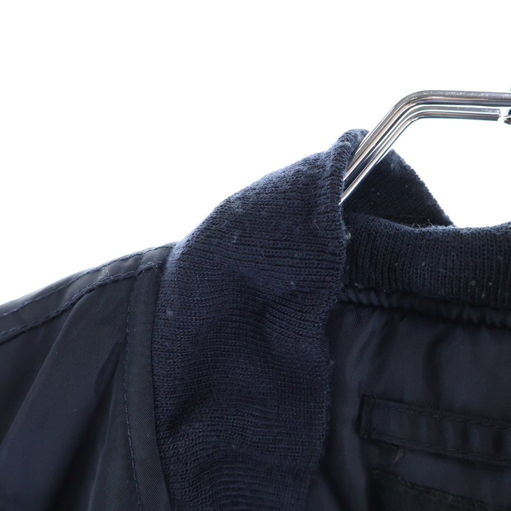 STUSSY(ステューシー) 00S ×ALPHA 25周年記念 MA-1 リブ切り替え ワッペン ミリタリー ジャケット ブラック