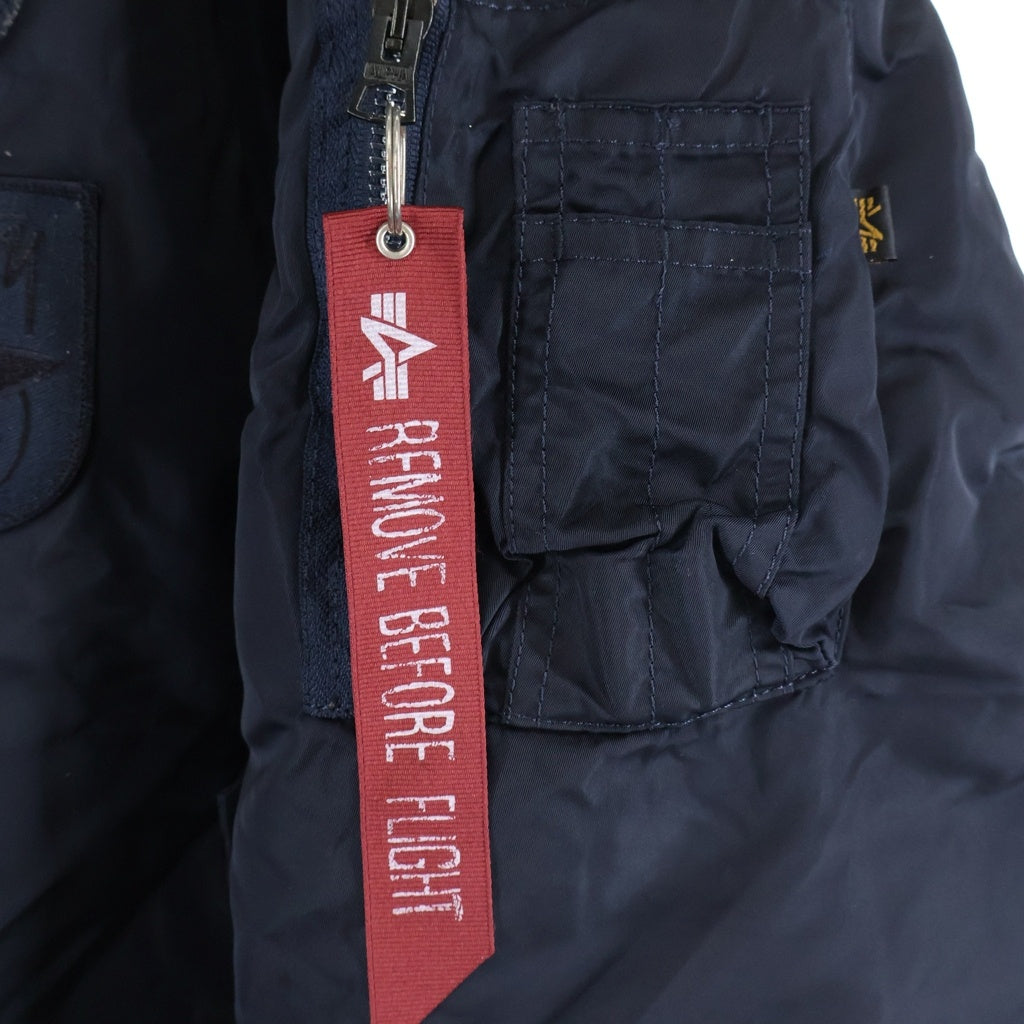 STUSSY(ステューシー) 00S ×ALPHA 25周年記念 MA-1 リブ切り替え ワッペン ミリタリー ジャケット ブラック