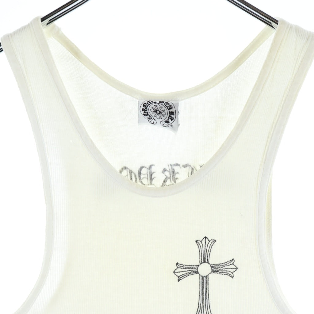 CHROME HEARTS(クロムハーツ) OLD RIB TANK オールド Tバーサイド ロゴプリント リブタンクトップ ホワイト