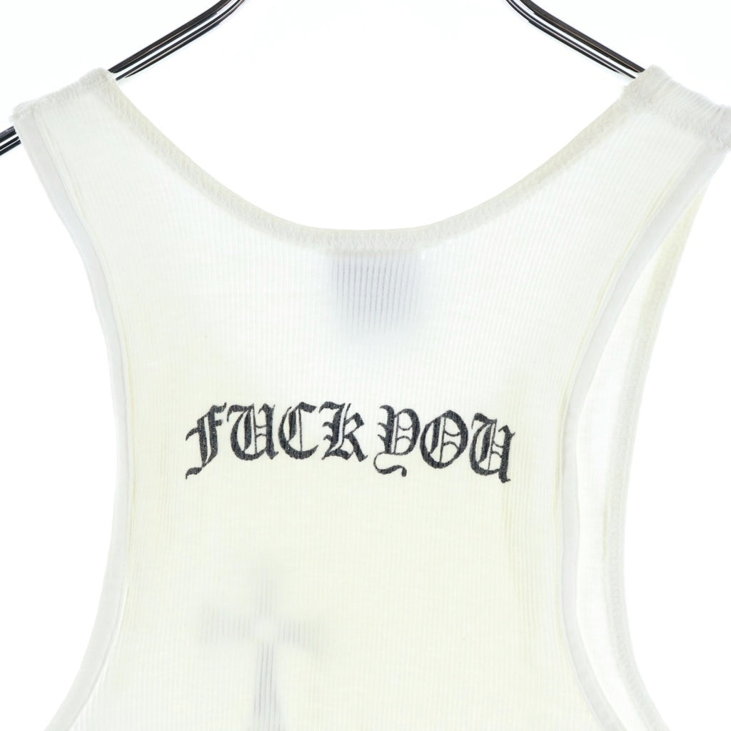 CHROME HEARTS(クロムハーツ) OLD RIB TANK オールド Tバーサイド ロゴプリント リブタンクトップ ホワイト