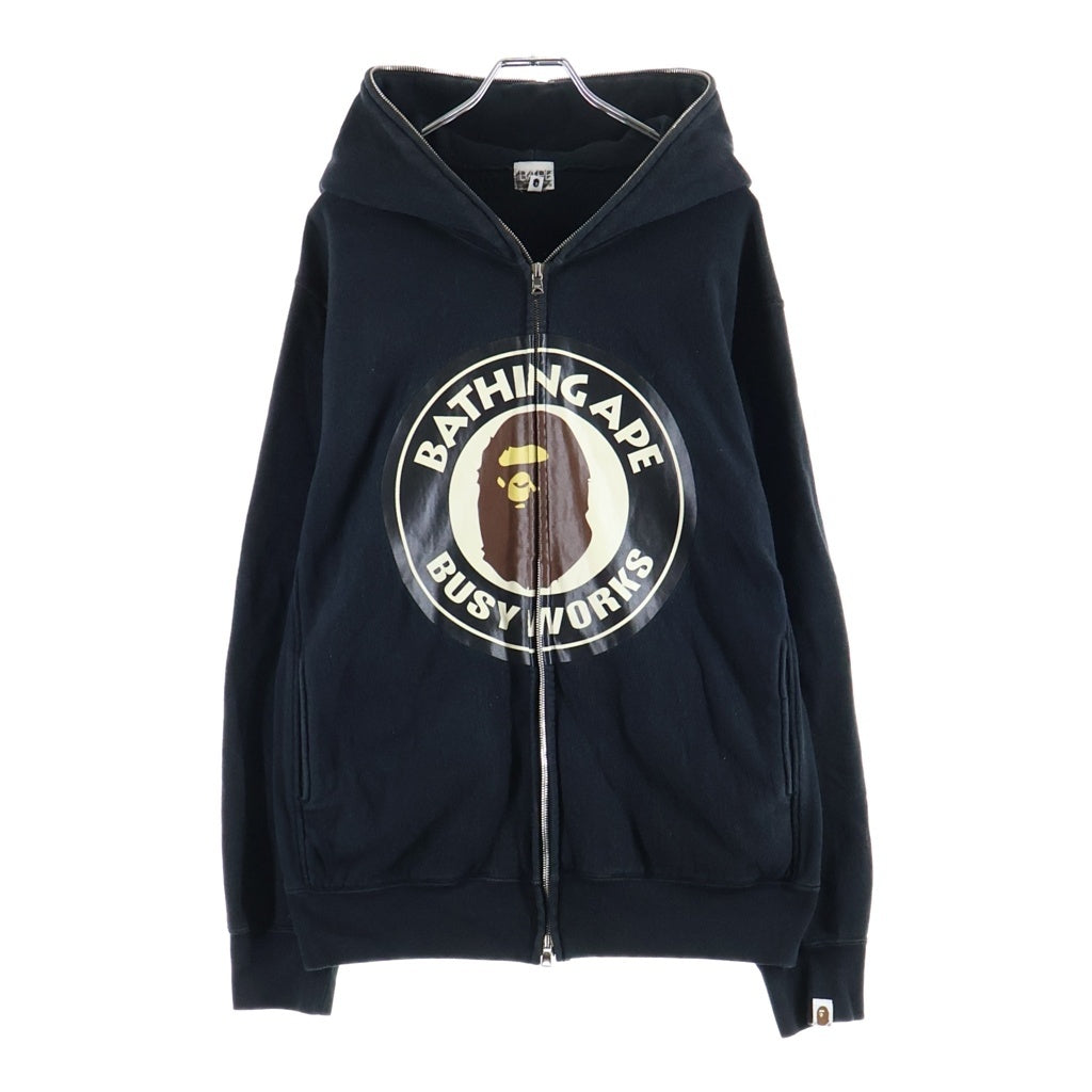 A BATHING APE(アベイシングエイプ) サークル ロゴ プリント フルジップアップ スウェット パーカー ブラック