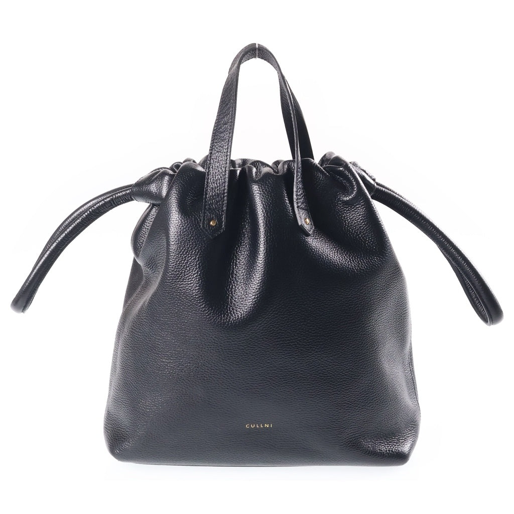 CULLNI(クルニ) Shrink Leather Drawstring Bag シュリンク レザー ドローストリング バッグ ブラック BG-039 レディース