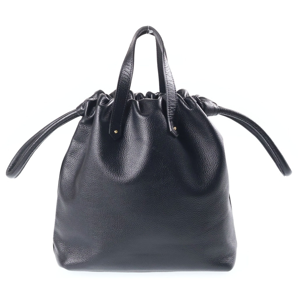 CULLNI(クルニ) Shrink Leather Drawstring Bag シュリンク レザー ドローストリング バッグ ブラック BG-039 レディース
