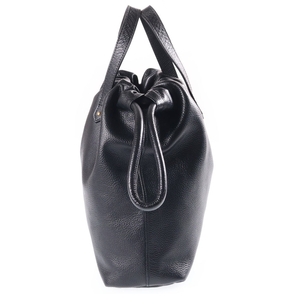 CULLNI(クルニ) Shrink Leather Drawstring Bag シュリンク レザー ドローストリング バッグ ブラック BG-039 レディース