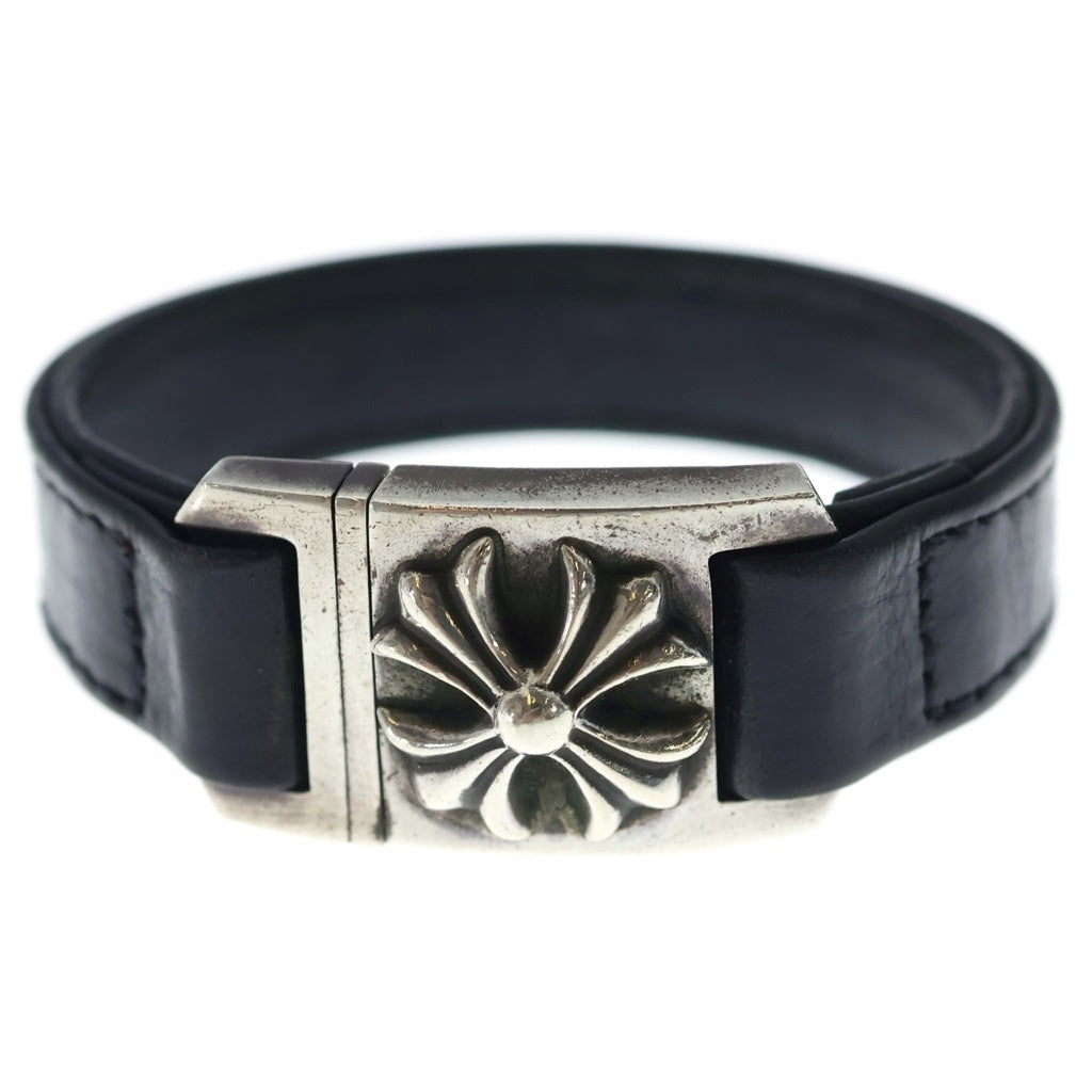 CHROME HEARTS(クロムハーツ) HARNESS CROSS BOX ハーネス クロスボックス レザーブレスレット シルバー/ブラック