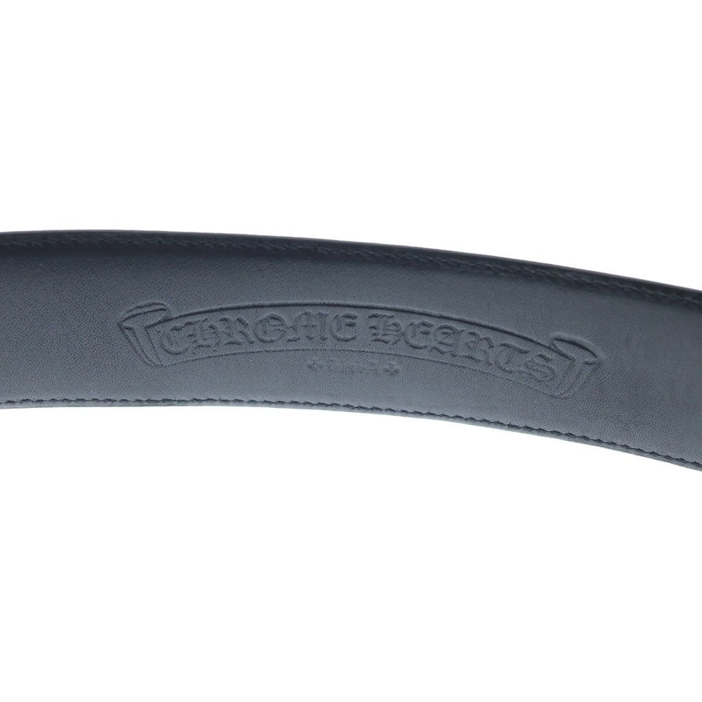 CHROME HEARTS(クロムハーツ) 1.5 STRAP 1.5inchスクロールレーベルリベッツ レザーベルト ブラック