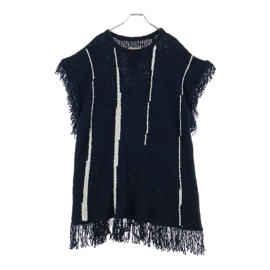 Omar Afridi(オマールアフリディ) 21SS KNITTED STROKES DJELLABA サマーニット セーター ネイビー OA-SS21-KNT-104-01