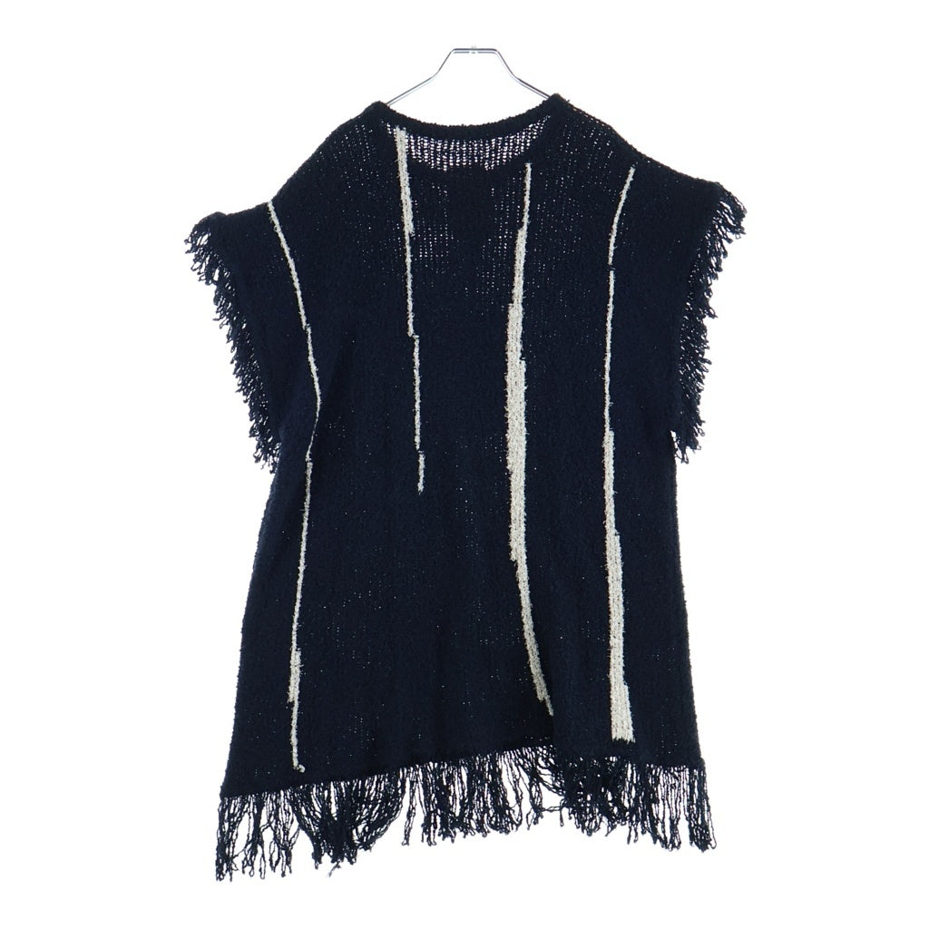 Omar Afridi(オマールアフリディ) 21SS KNITTED STROKES DJELLABA サマーニット セーター ネイビー OA-SS21-KNT-104-01