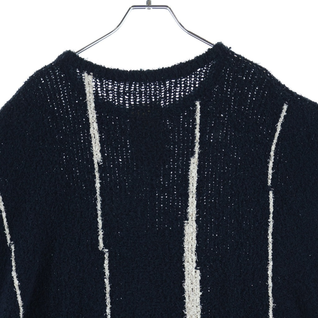 Omar Afridi(オマールアフリディ) 21SS KNITTED STROKES DJELLABA サマーニット セーター ネイビー OA-SS21-KNT-104-01