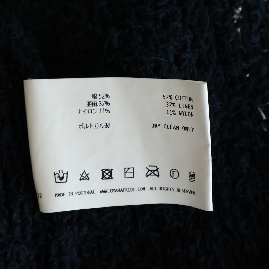 Omar Afridi(オマールアフリディ) 21SS KNITTED STROKES DJELLABA サマーニット セーター ネイビー OA-SS21-KNT-104-01