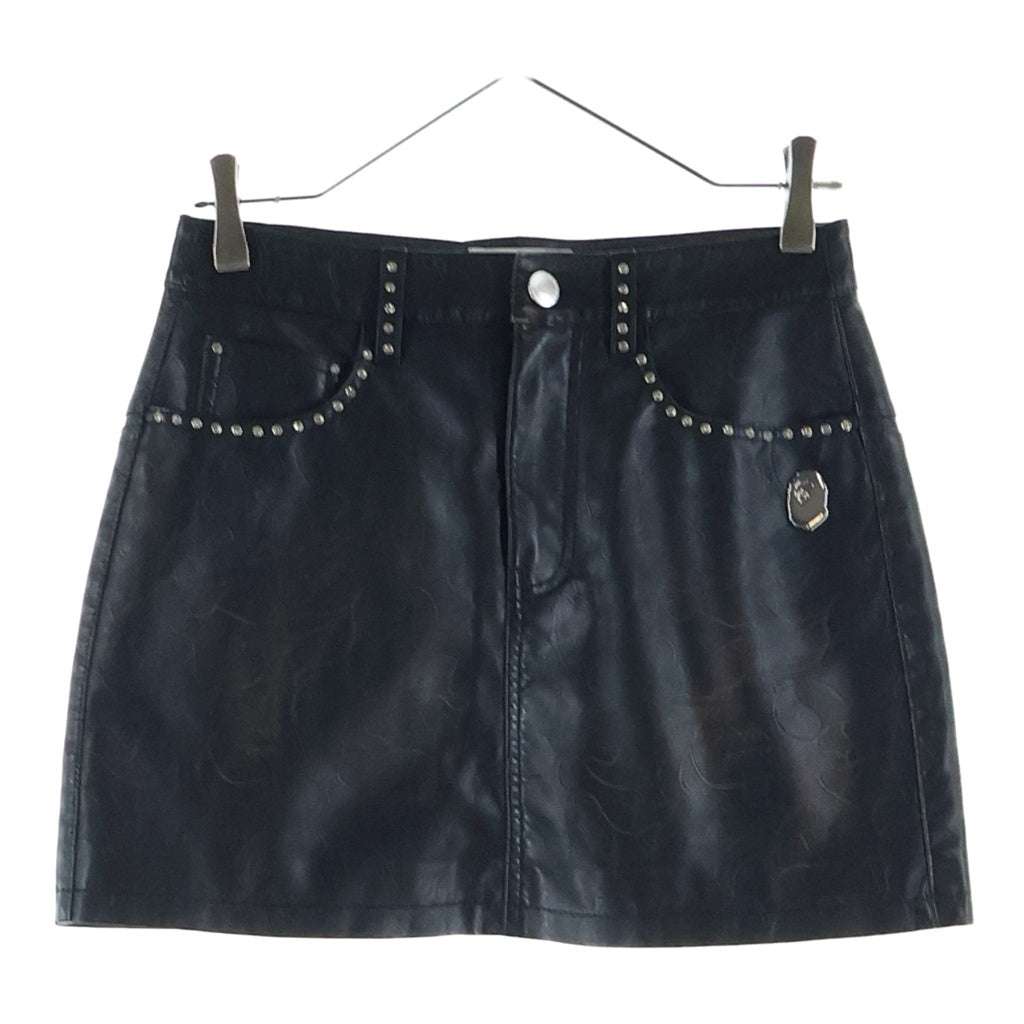 A BATHING APE(アベイシングエイプ) Studded Mini Skirt フェイクレザー 総柄スタッズ ミニスカート ブラック レディース 001SKL802301L
