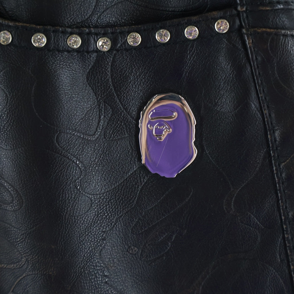 A BATHING APE(アベイシングエイプ) Studded Mini Skirt フェイクレザー 総柄スタッズ ミニスカート ブラック レディース 001SKL802301L