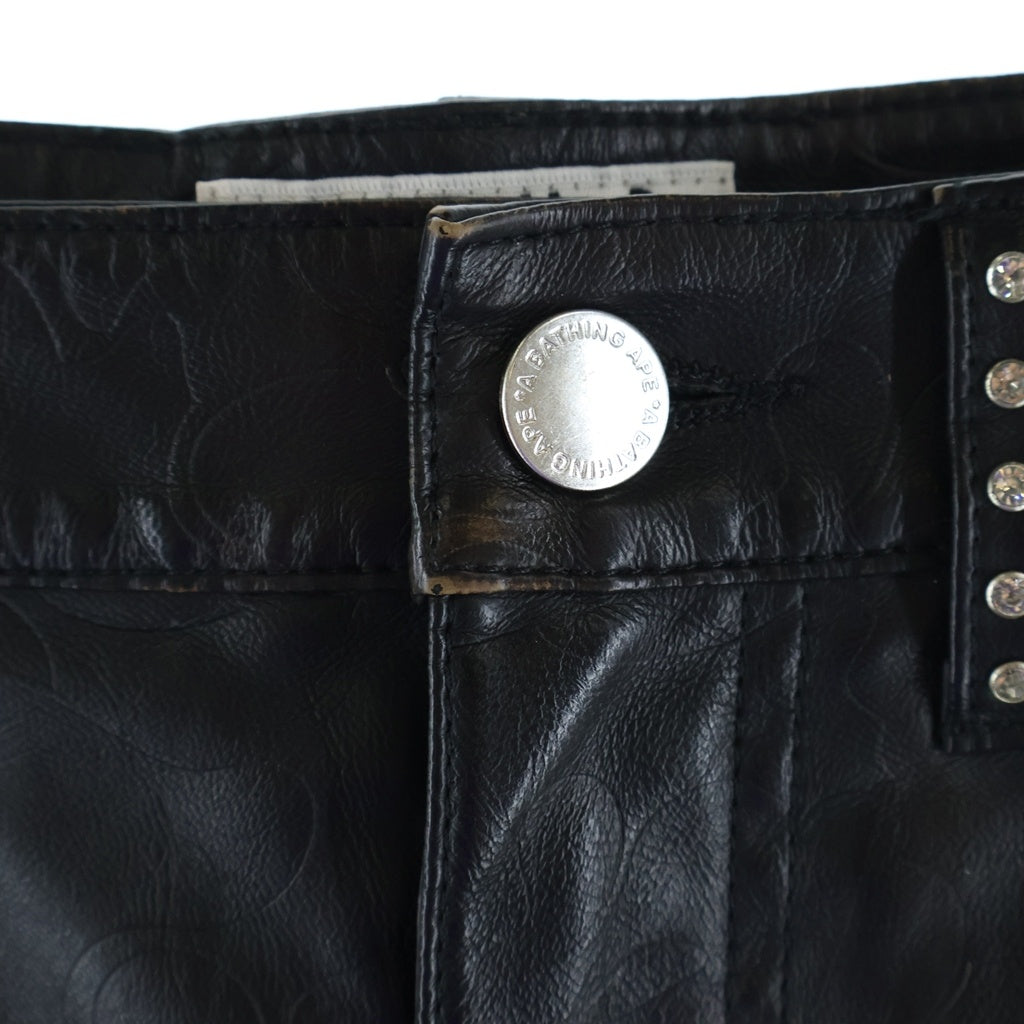 A BATHING APE(アベイシングエイプ) Studded Mini Skirt フェイクレザー 総柄スタッズ ミニスカート ブラック レディース 001SKL802301L