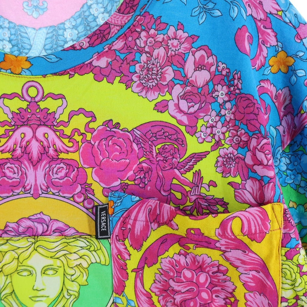 VERSACE(ヴェルサーチ) 総柄 ポケット 半袖 Tシャツ カットソー マルチカラー