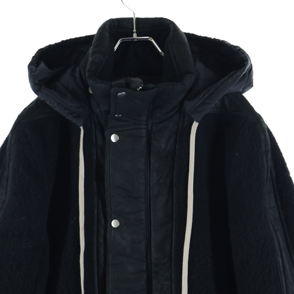 Rick Owens(リックオウエンス) 19AW Wool Dustulator Hooded Jacket ウールフーデッドジャケット ブラック RU19F4767-WFMLBA